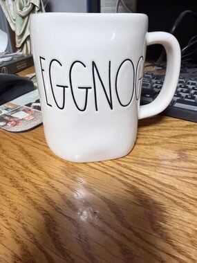 White Ceramic 'EGGNOG' Mug with Black Lettering